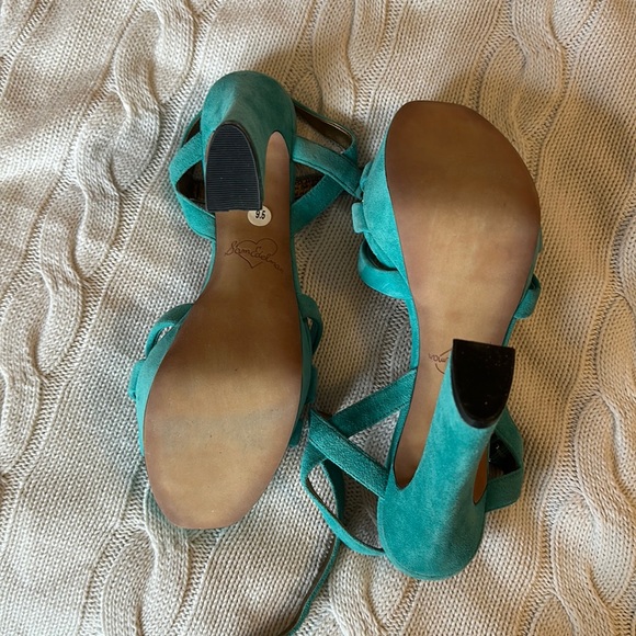 Sam Edelman ‘Taryn’ Chunky Sandal Heels in Turquoise size 9.5 - Picture 2 of 11